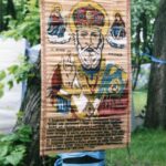 Lamp-post icon laments death of liberty, Kiev, Ukraine.